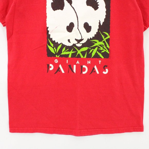 Vintage San Diego Zoo Shirt Womens Red Short Sleeve Giant Pandas Graphic S Y2K - Picture 4 of 9